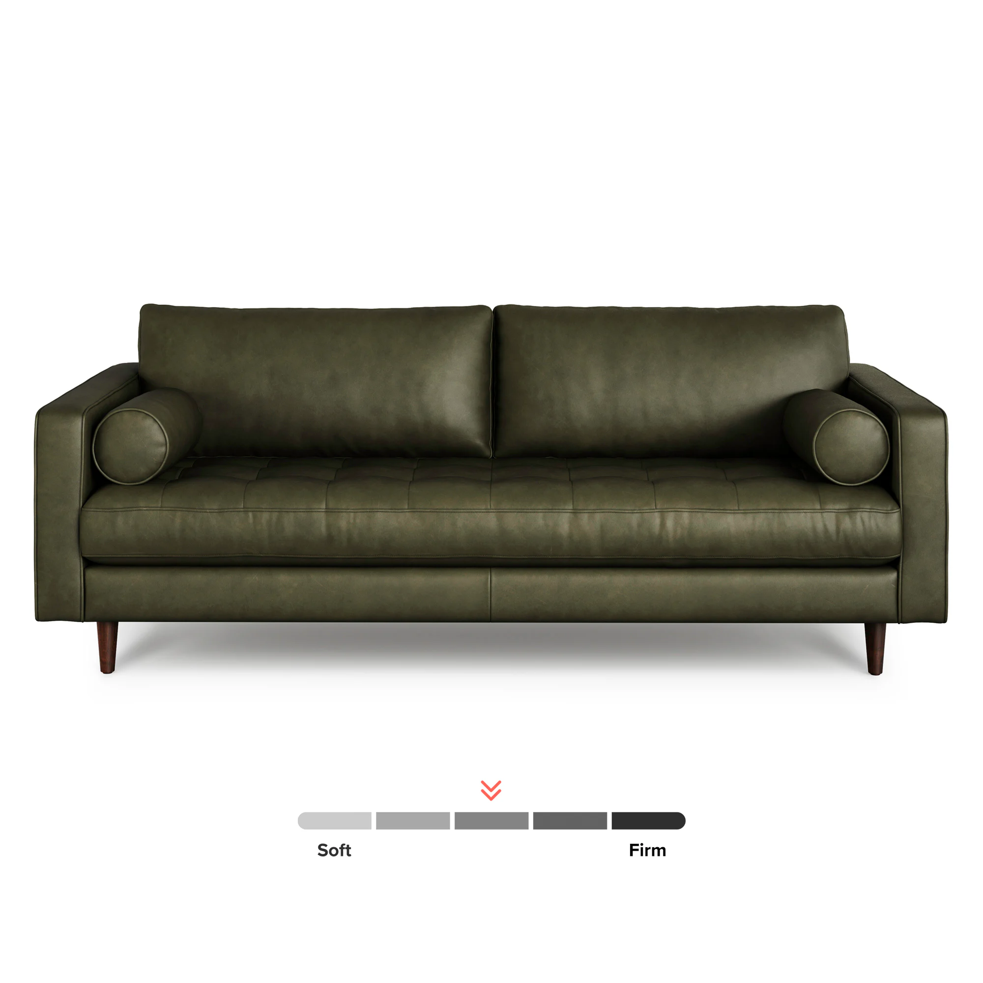 Sven 88" Tufted Leather Sofa - Charme Green