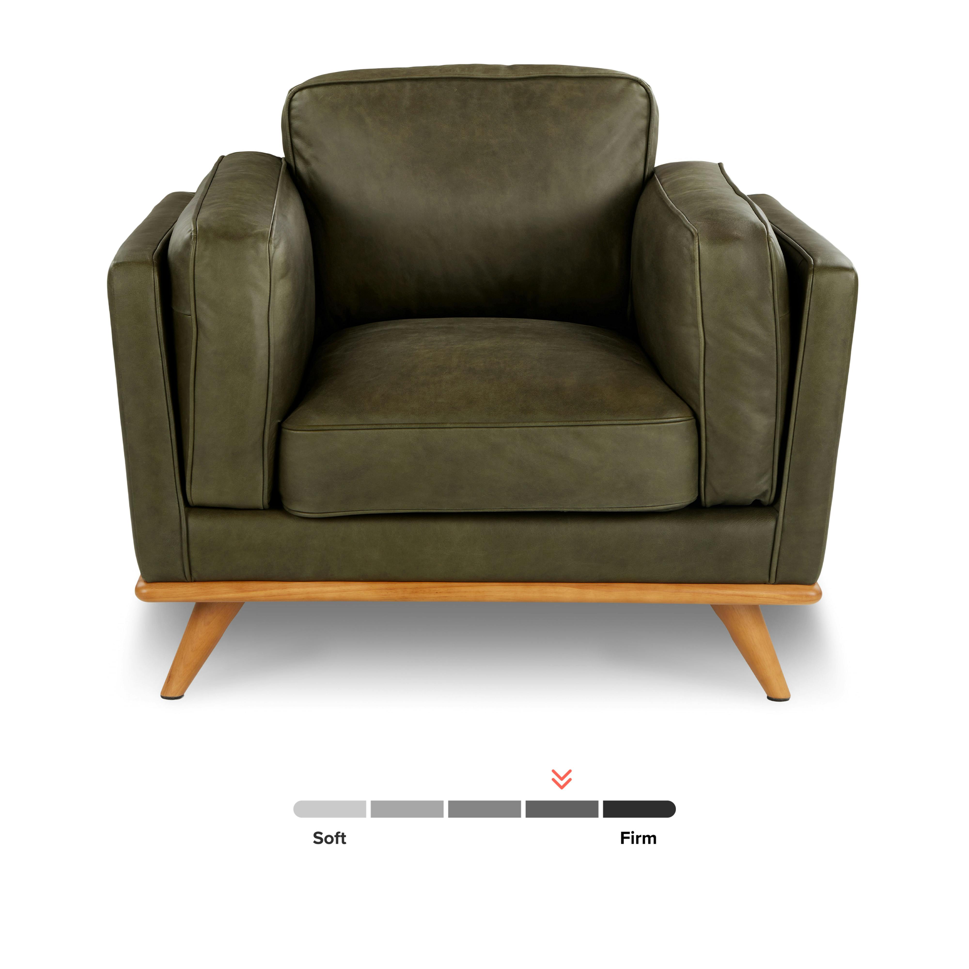 Charme Green Leather w/ Honey Oak Lounge Chair | Article