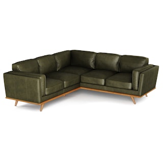 Timber 93" Leather Corner Sectional - Charme Green