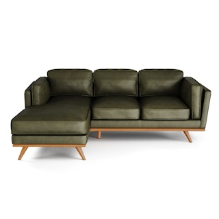 Timber 93" Leather Left Sectional - Charme Green