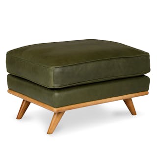 Timber 31" Leather Ottoman - Charme Green