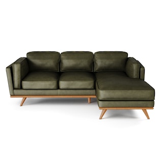 Timber 93" Leather Right Sectional - Charme Green