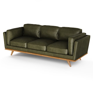 Timber 90" Leather Sofa - Charme Green