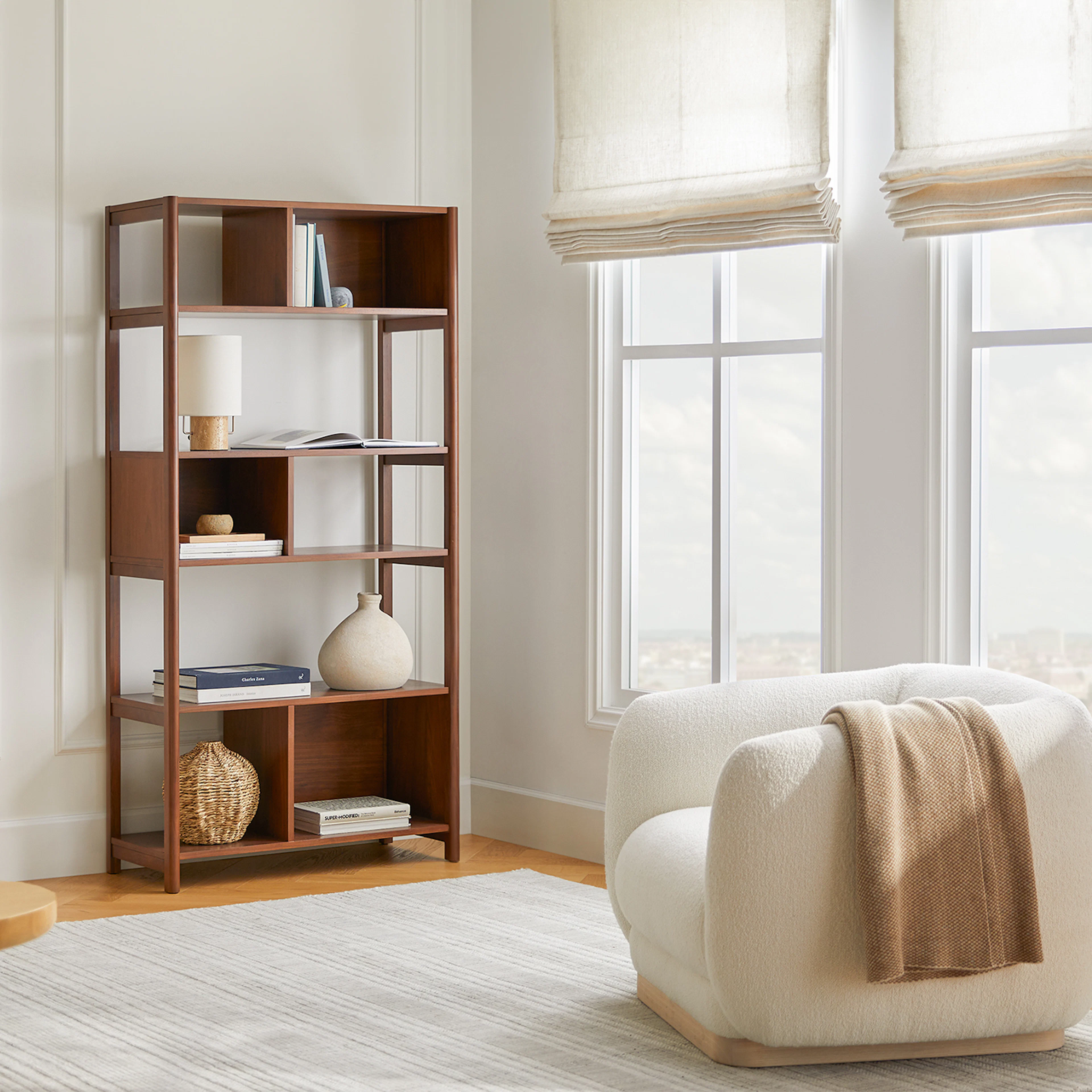 Mysen 34" Bookcase, Tall - Walnut