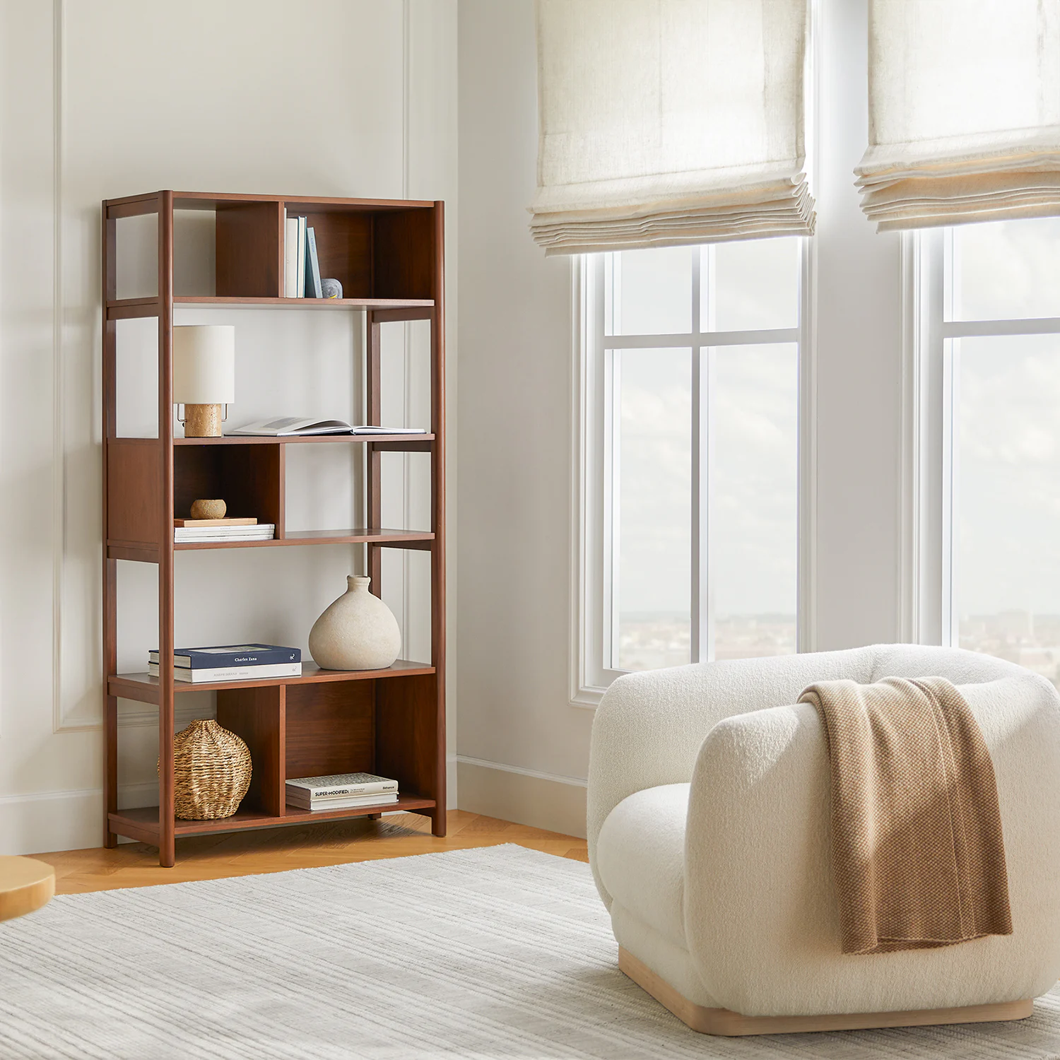 Mysen 34" Bookcase, Tall - Walnut