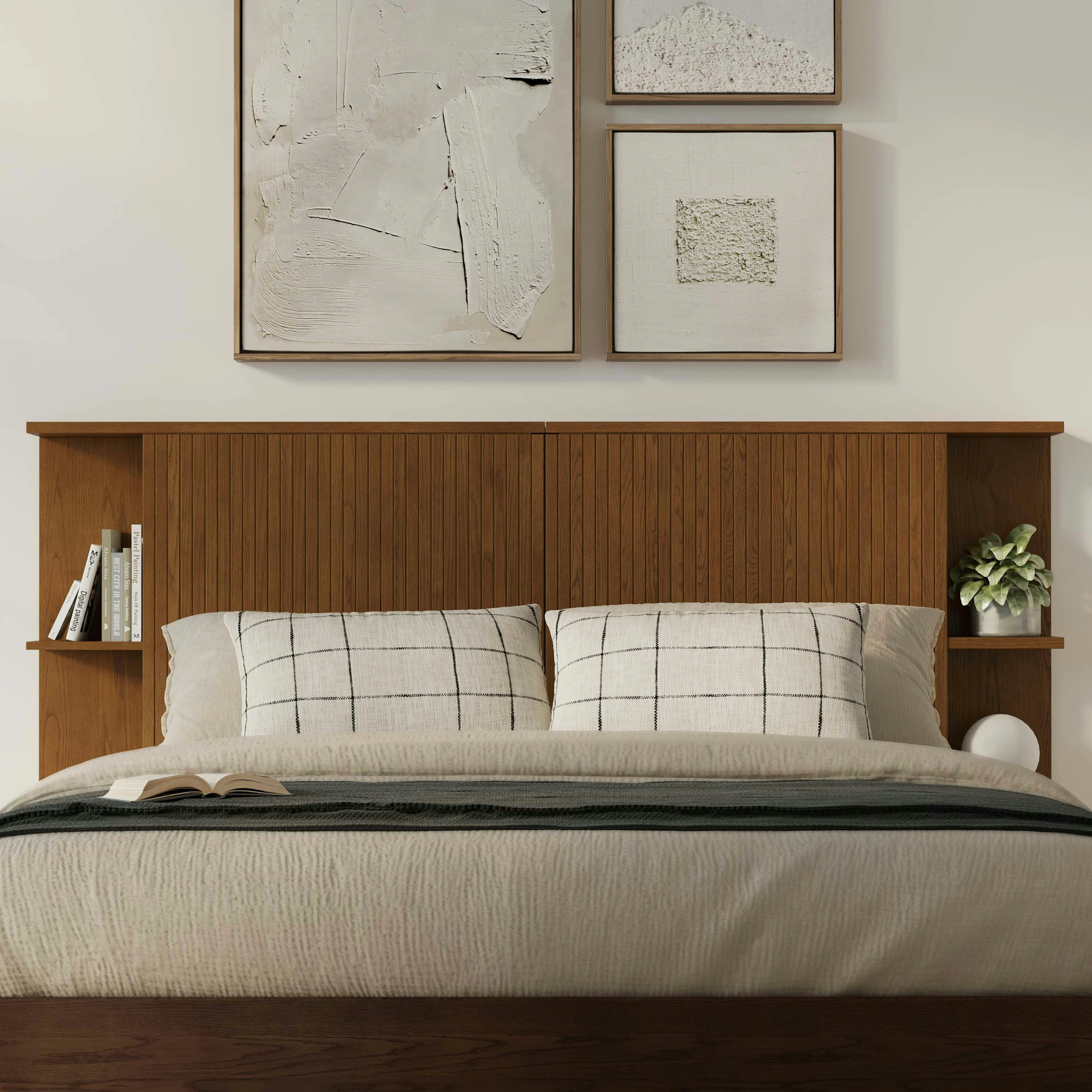 Kouva Queen Storage Headboard in Smoked Oak