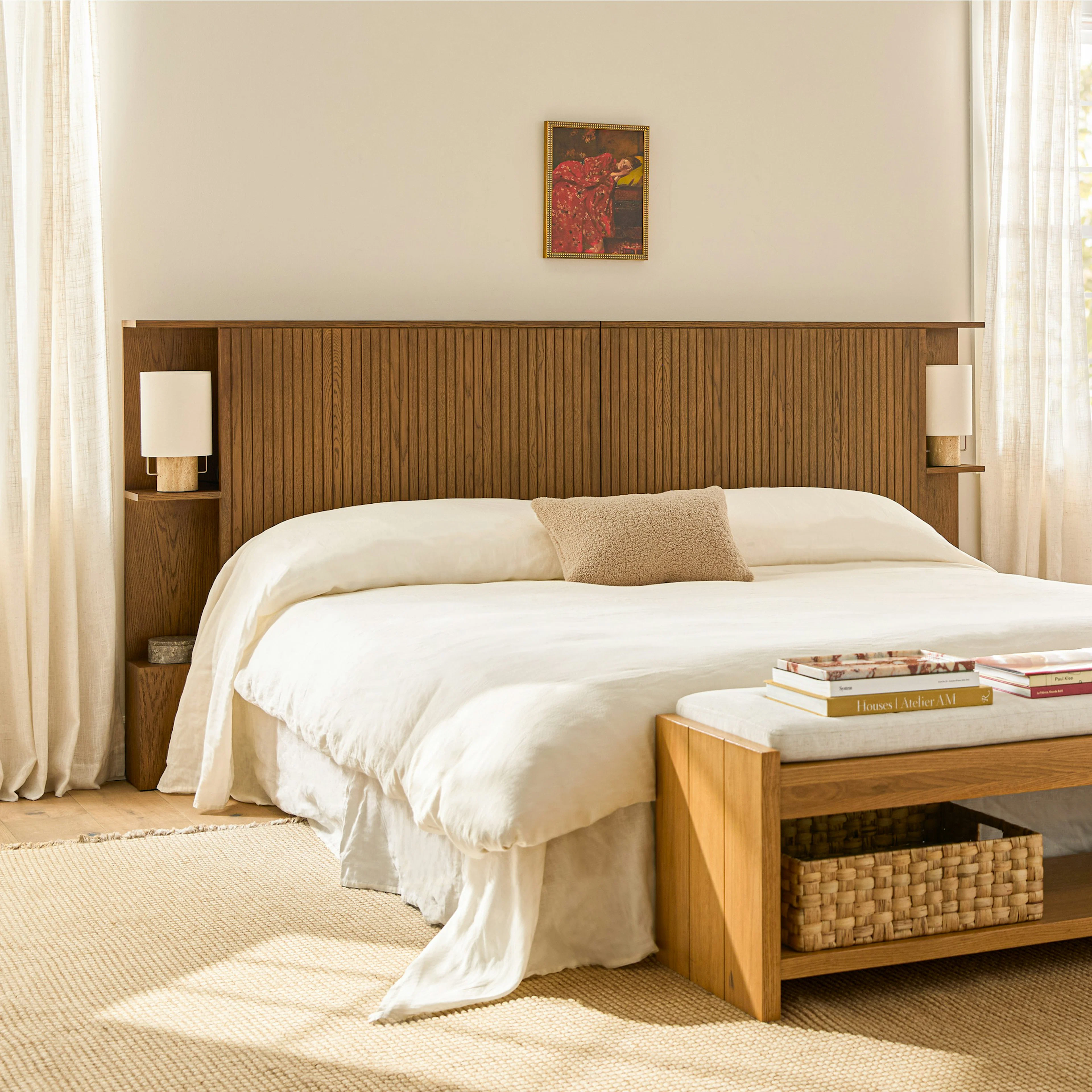 Kouva King Storage Headboard - Smoked Oak | Stylish & Functional