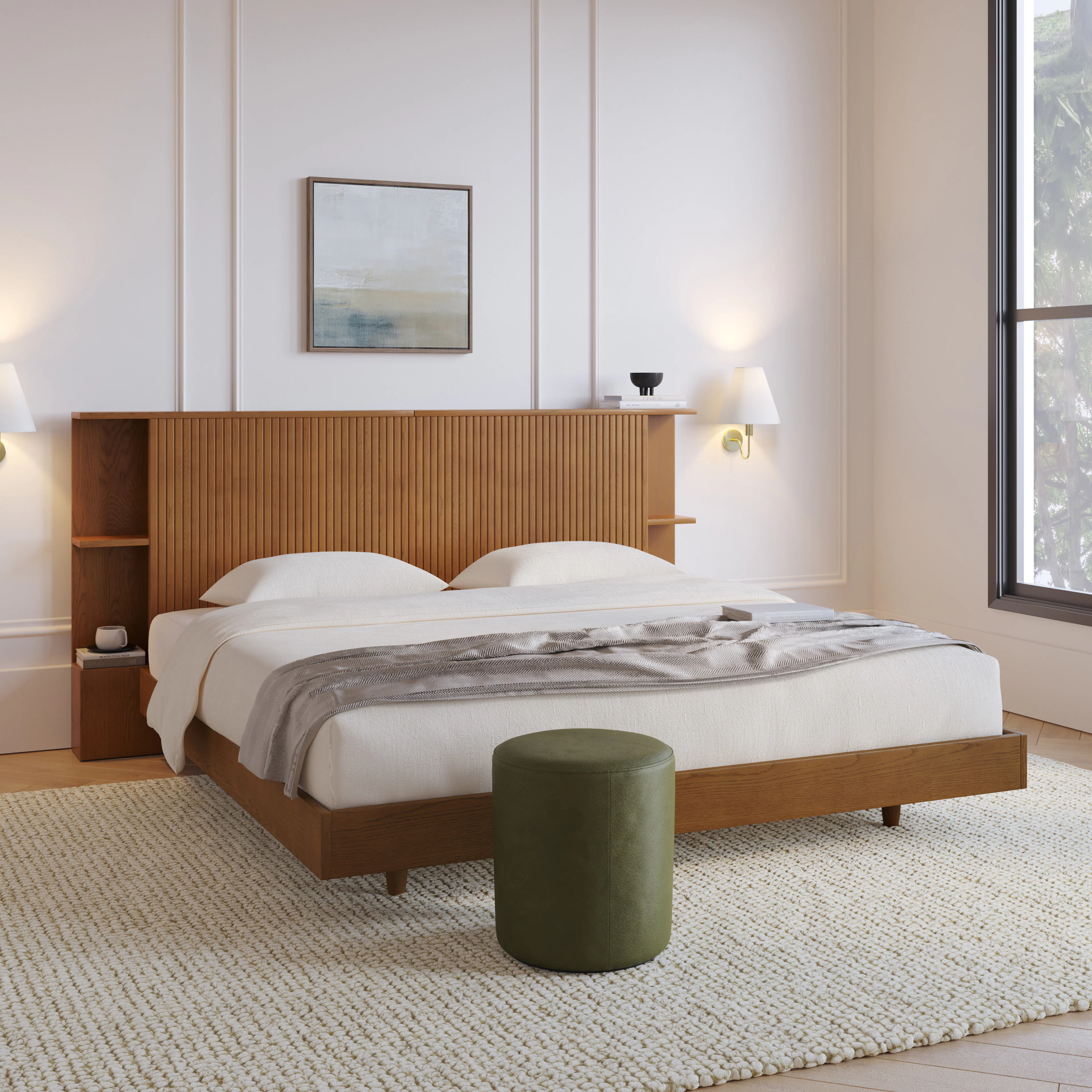 Kouva King Storage Headboard - Smoked Oak | Stylish & Functional