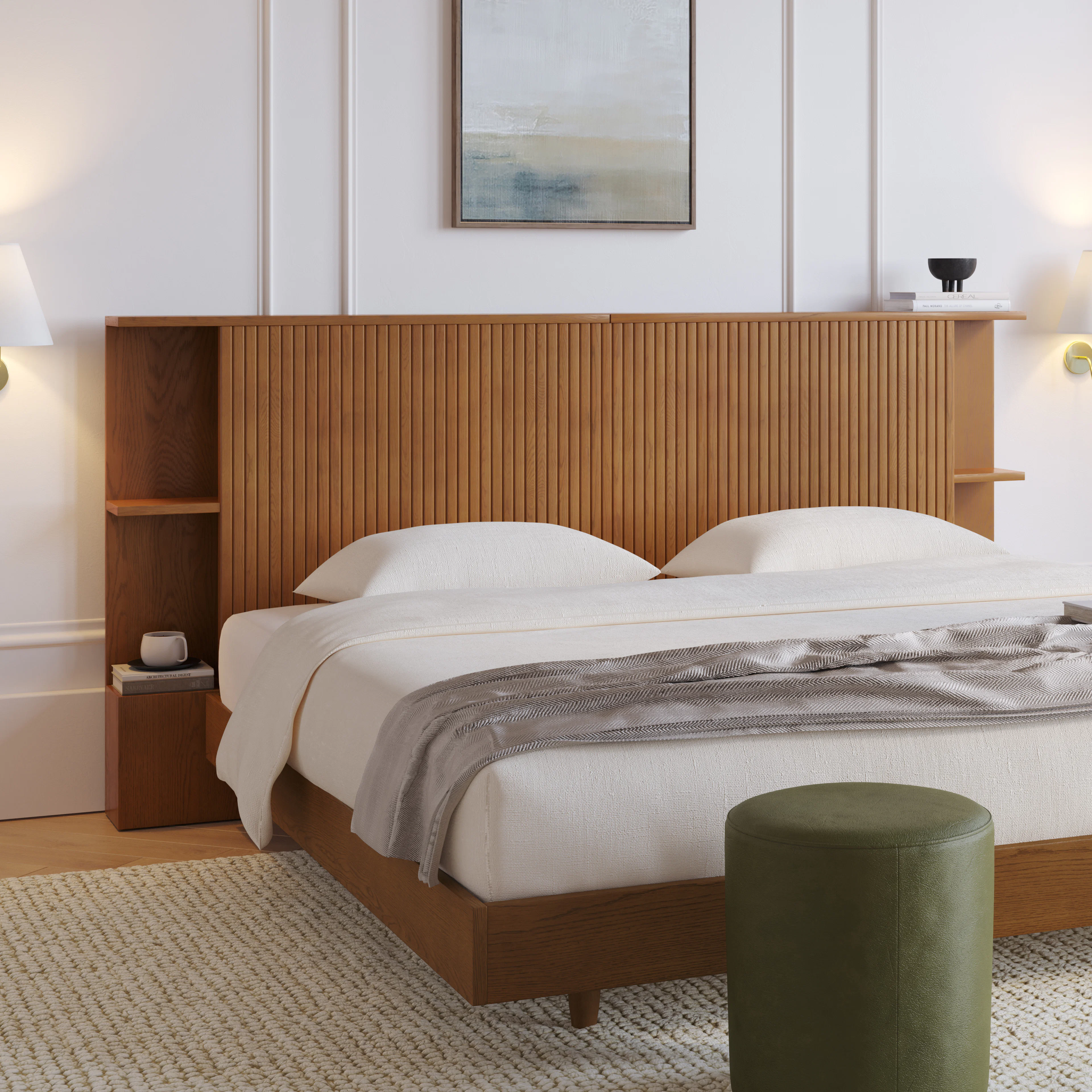Kouva King Storage Headboard - Smoked Oak | Stylish & Functional