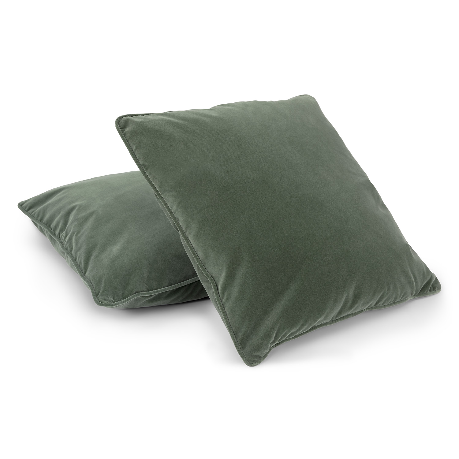 Lucca Green Velvet Square Feather Stuffed Pillows Set of 2 Article Mid Century Modern Design Home Decor and Furniture