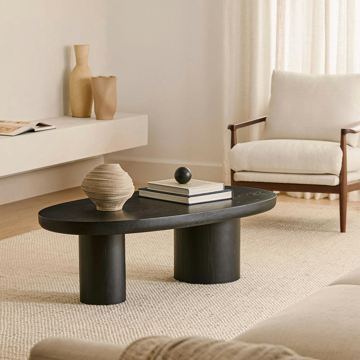 Baarlo Black Solid Wood Coffee Table, Japandi Style | Article