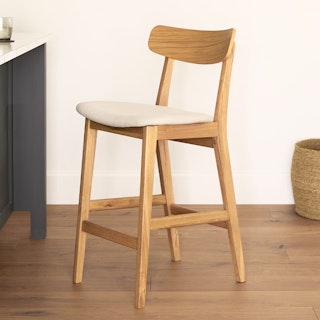 Ecole Welsh Taupe Oak Counter Stool
