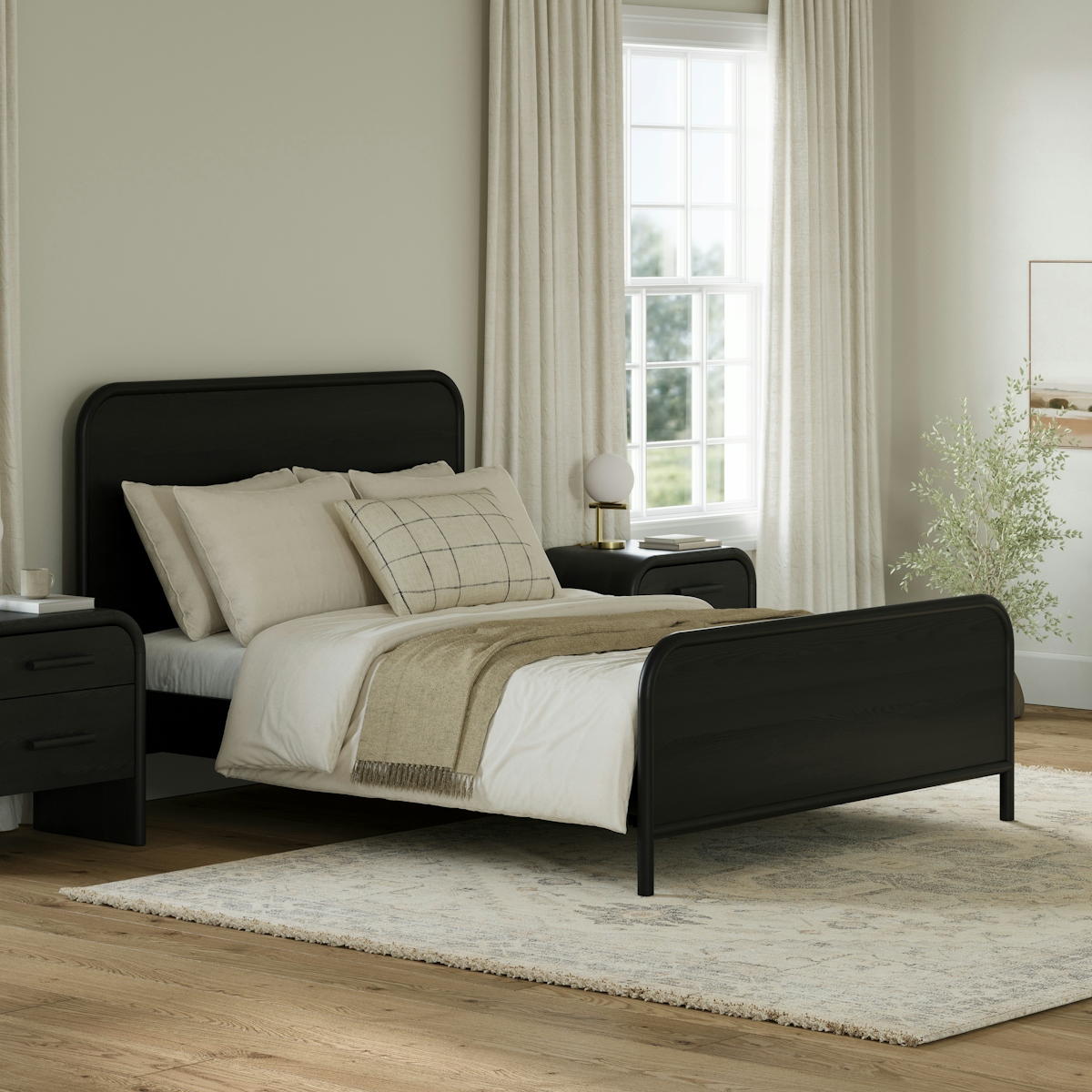 Faydra Black Ash Solid Wood Full Bed w/ Headboard | Article
