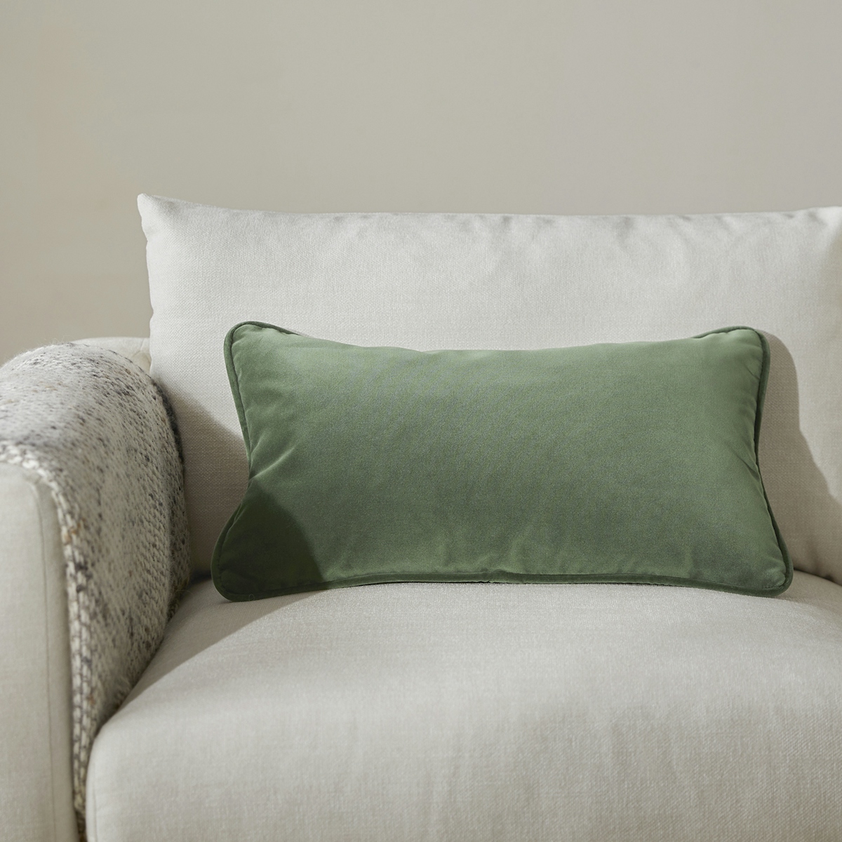 Lucca Plush Pacific Green Velvet Lumbar Pillow | Article