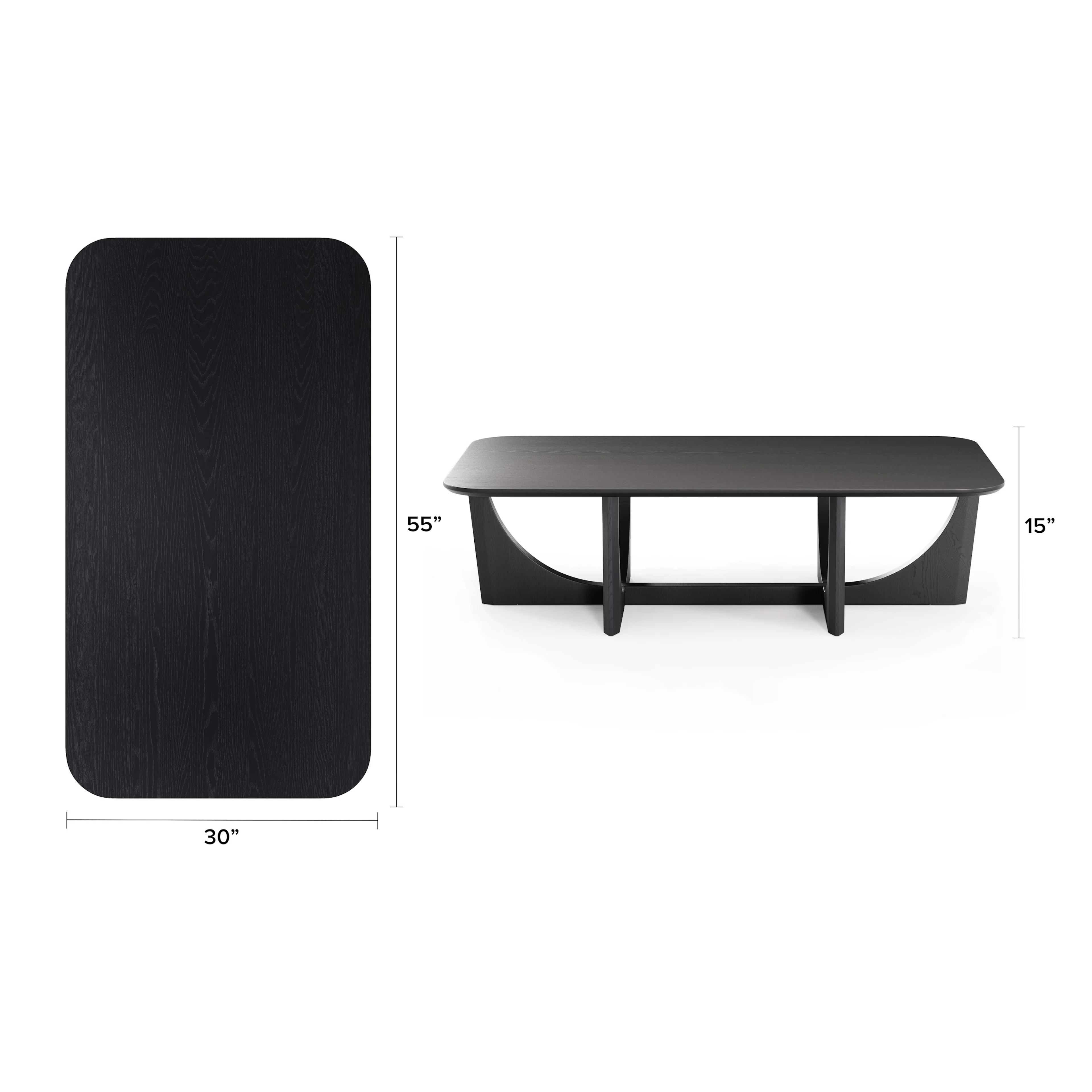 Tovi 55" Black Rectangular Coffee Table - Stylish & Durable