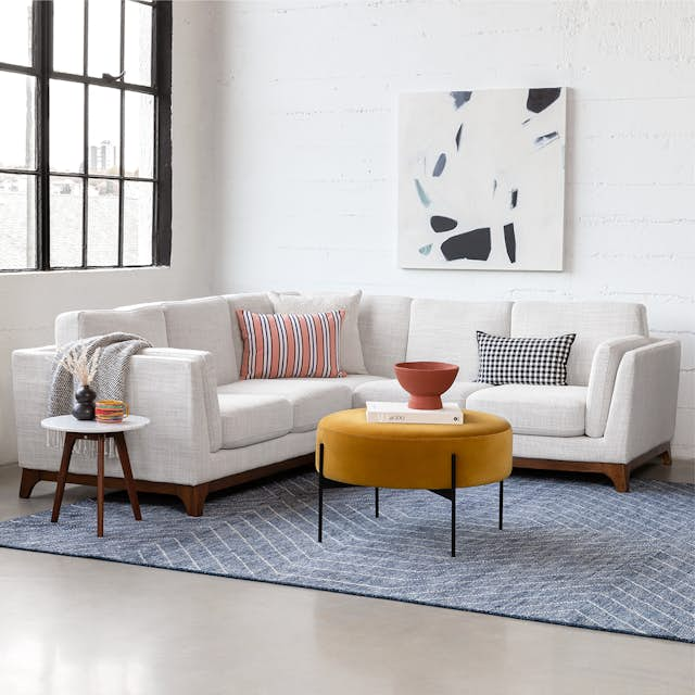 Ceni Walnut & Fresh White Fabric Corner Sectional | Article