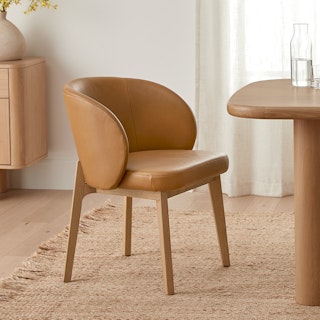 Alta Leather Dining Armchair - Light Oak and Taos Tan