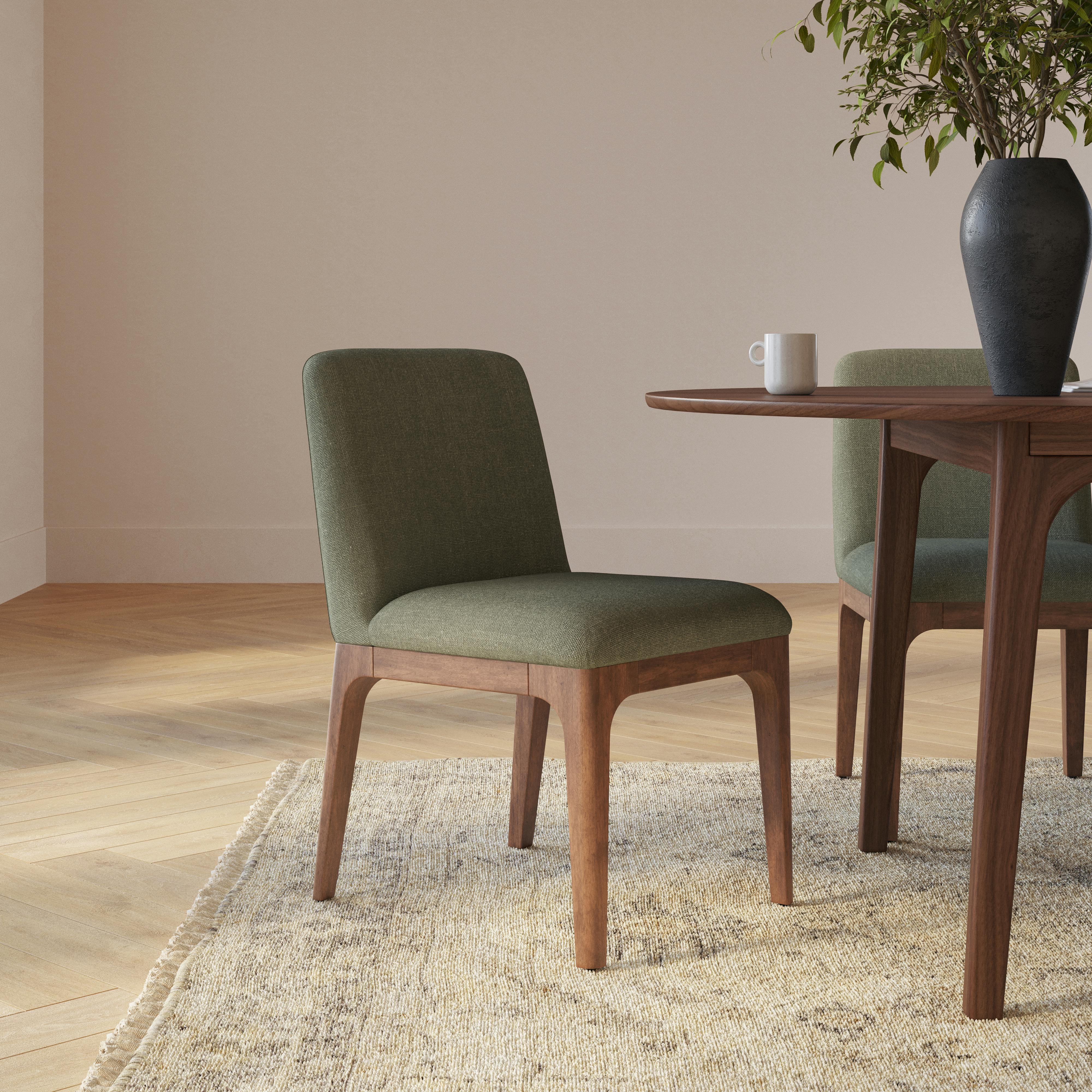 2x Rosin Green Fabric & Solid Wood Armless Dining Chair | Article