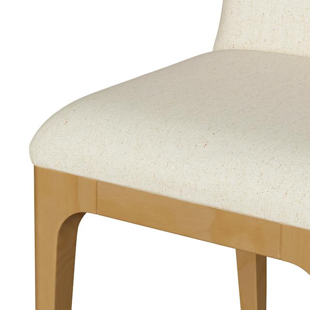 2x Rosin Ivory White Fabric & Light Solid Wood Armless Dining Chair ...