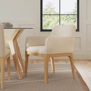 Rosin Dining Armchair - Natural Oak and Sand Ivory