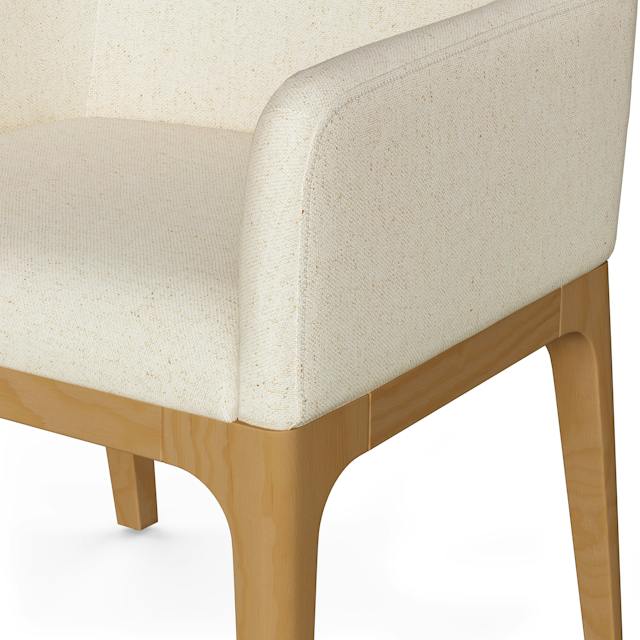 2x Rosin Ivory White Fabric & Light Solid Wood Dining Armchair | Article