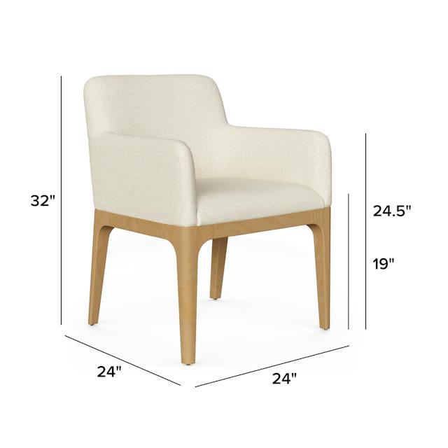 2x Rosin Ivory White Fabric & Light Solid Wood Dining Armchair | Article