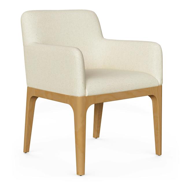 2x Rosin Ivory White Fabric & Light Solid Wood Dining Armchair | Article