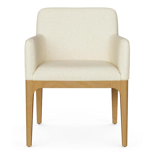 2x Rosin Ivory White Fabric & Light Solid Wood Dining Armchair | Article