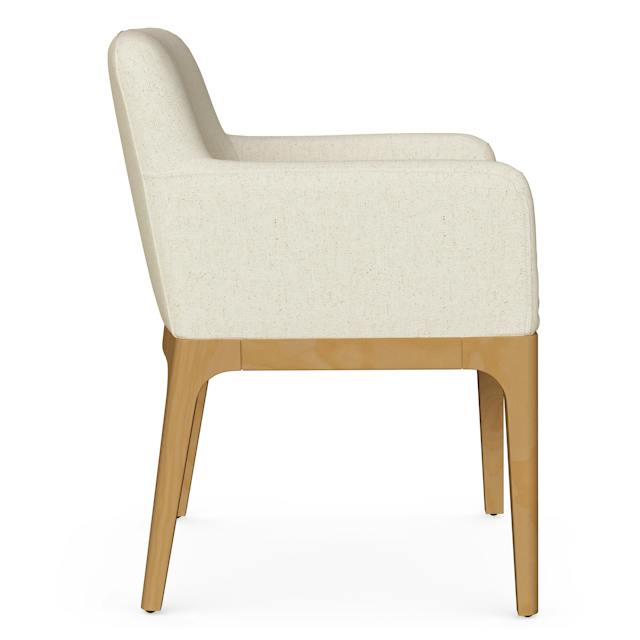 2x Rosin Ivory White Fabric & Light Solid Wood Dining Armchair | Article