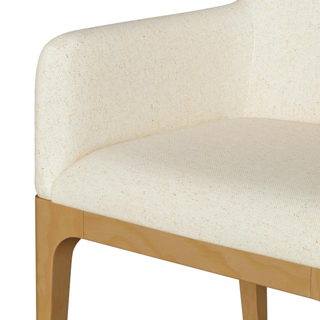 2x Rosin Ivory White Fabric & Light Solid Wood Dining Armchair | Article