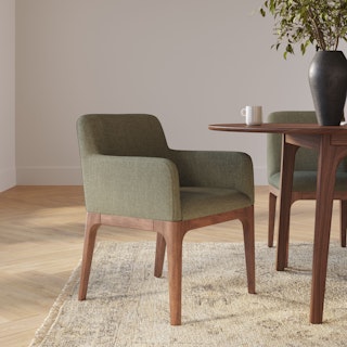 Rosin Dining Armchair - Smoked Oak and Welsh Green