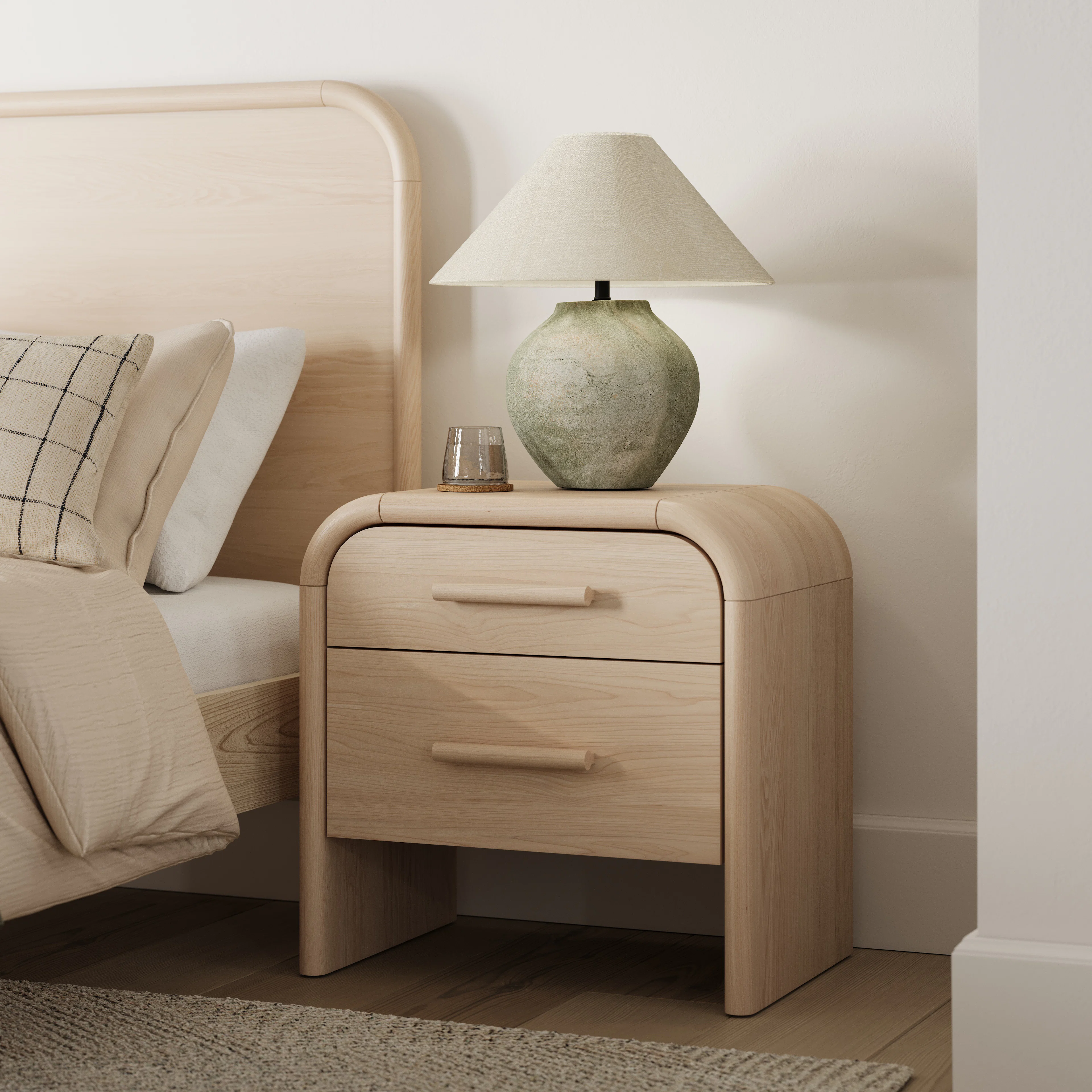 Faydra 2-Drawer Nightstand in Natural Ash