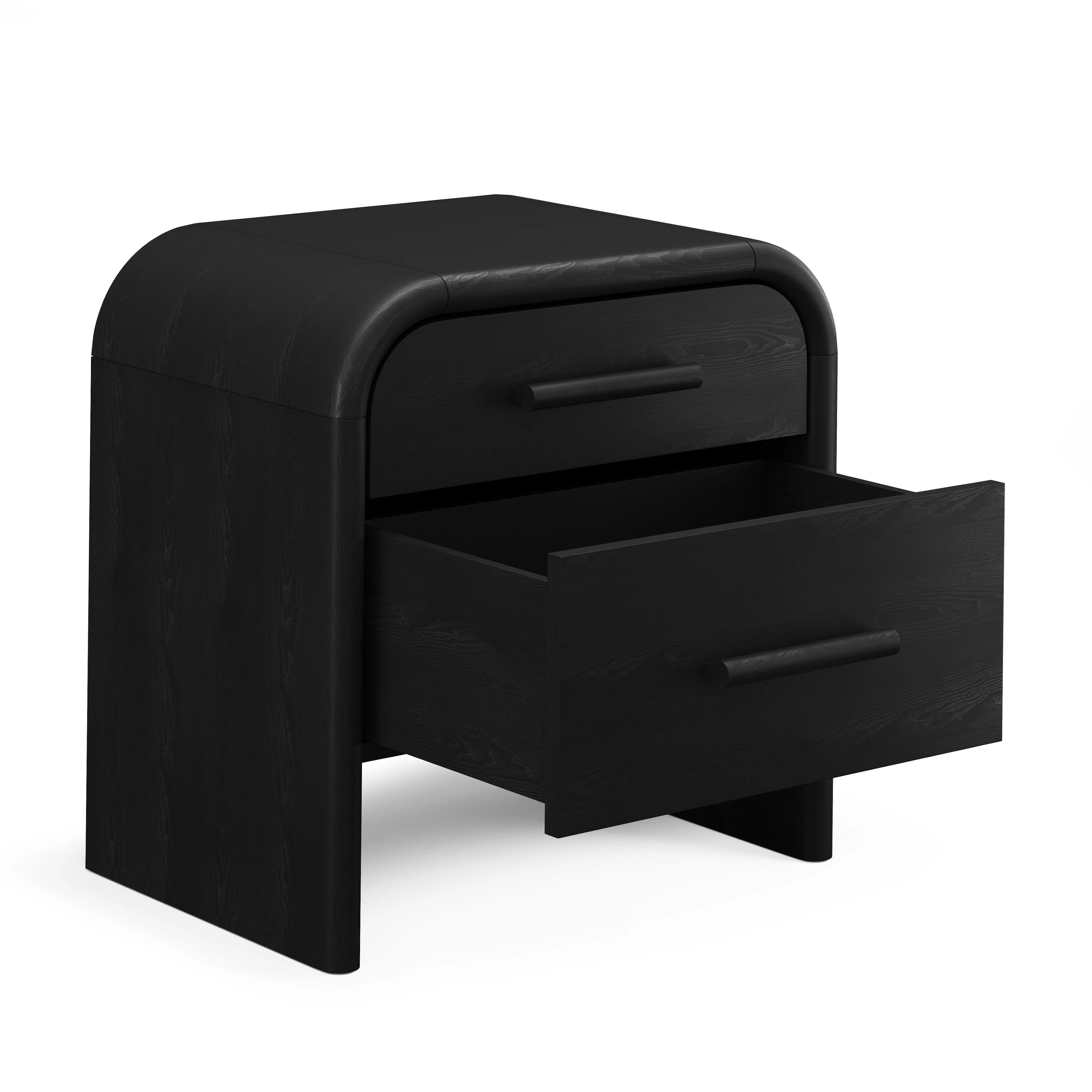 Faydra 2-Drawer Black Ash Nightstand | Stylish & Modern