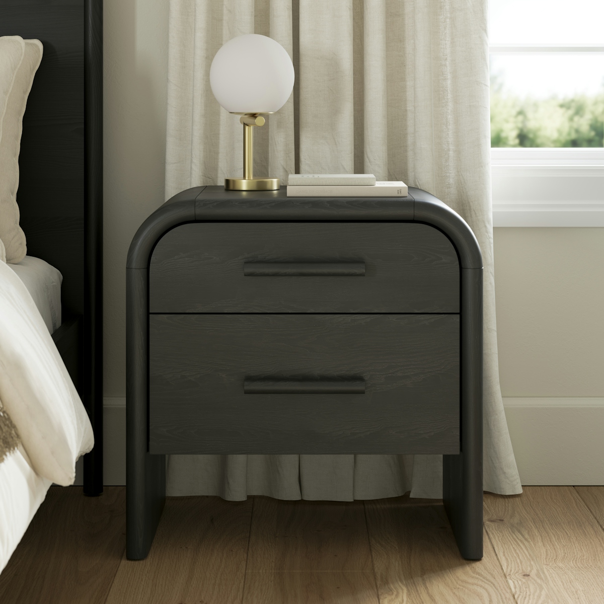 Article Faydra 2-Drawer Nightstand - Black Ash