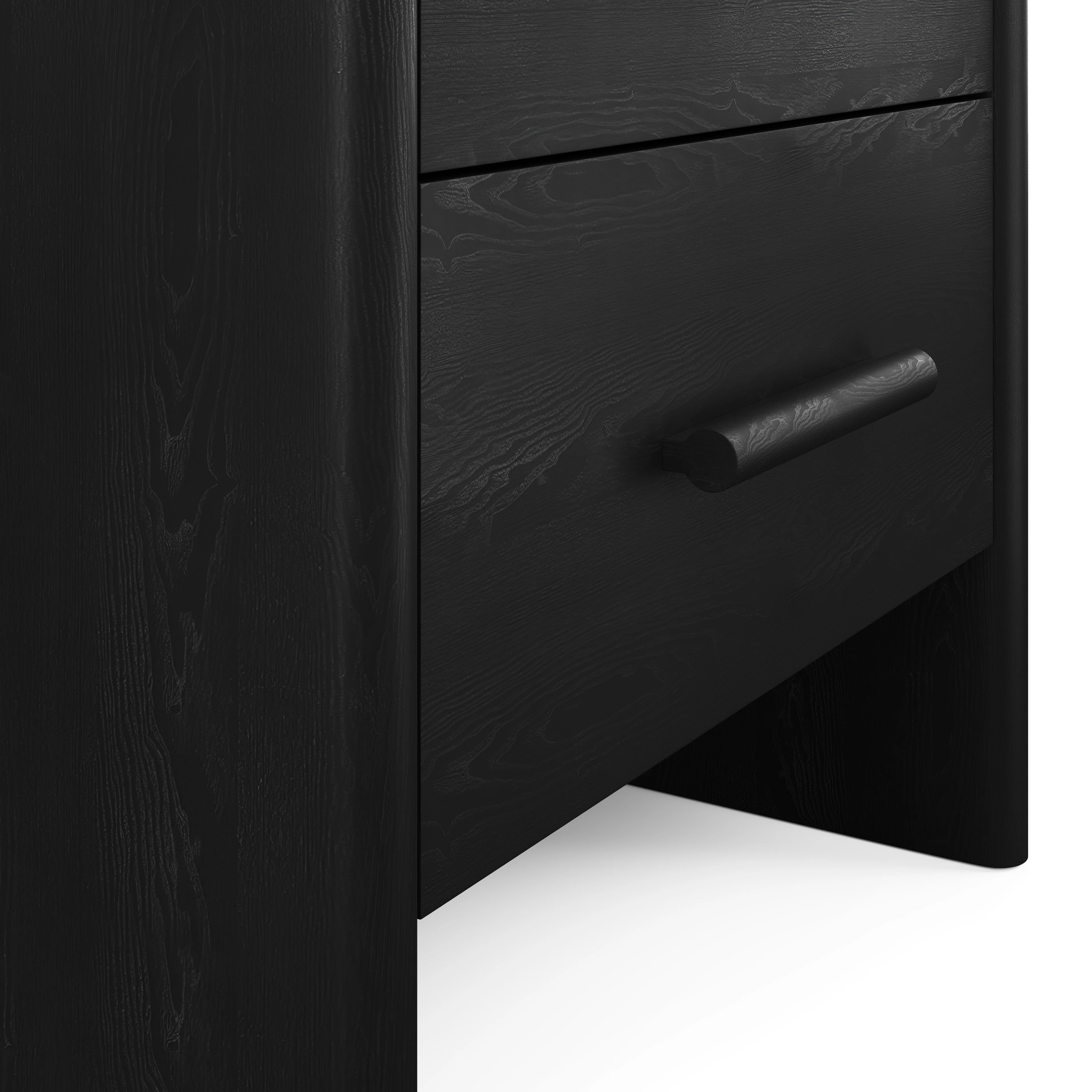 Faydra 2-Drawer Black Ash Nightstand | Stylish & Modern