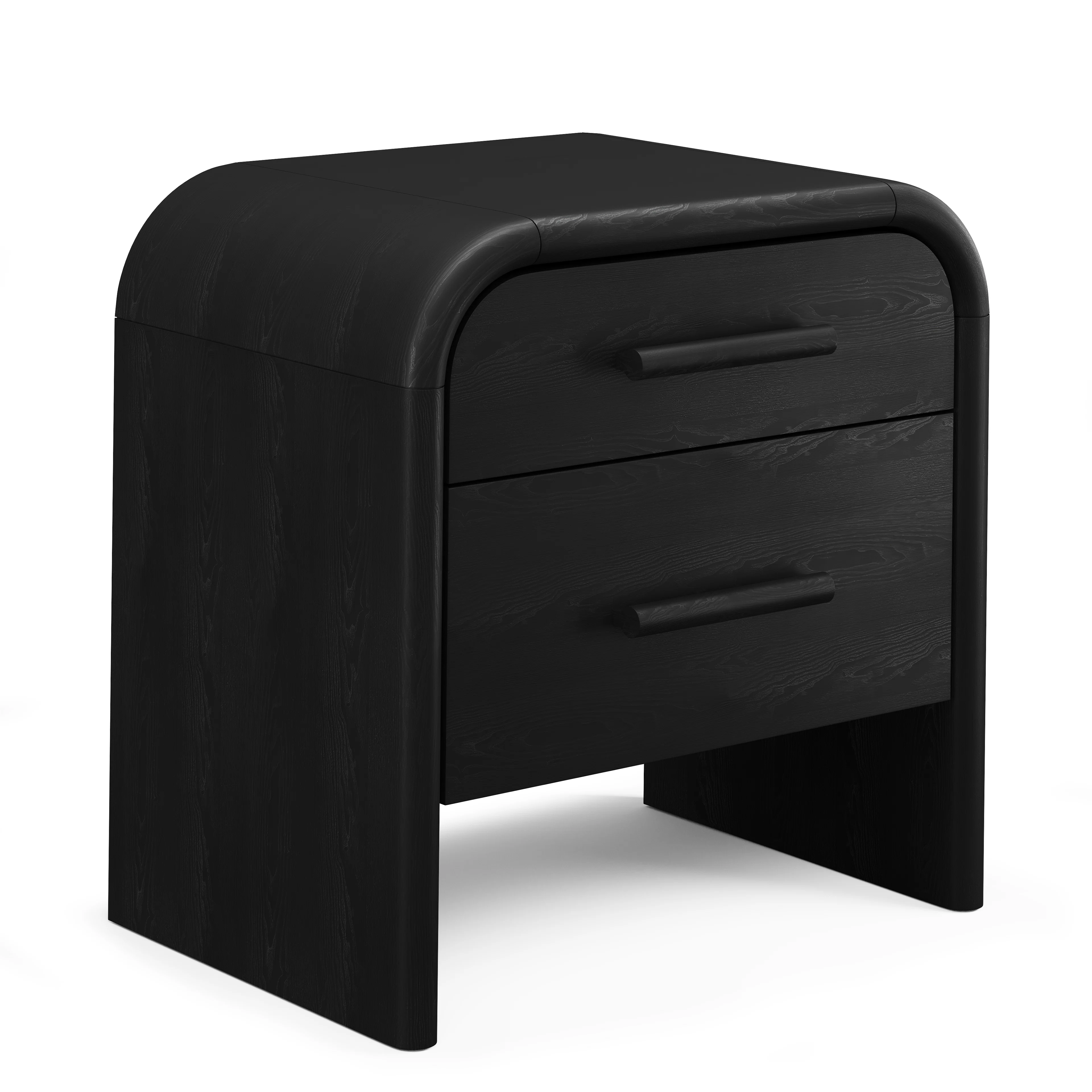 Faydra 2-Drawer Black Ash Nightstand | Stylish & Modern