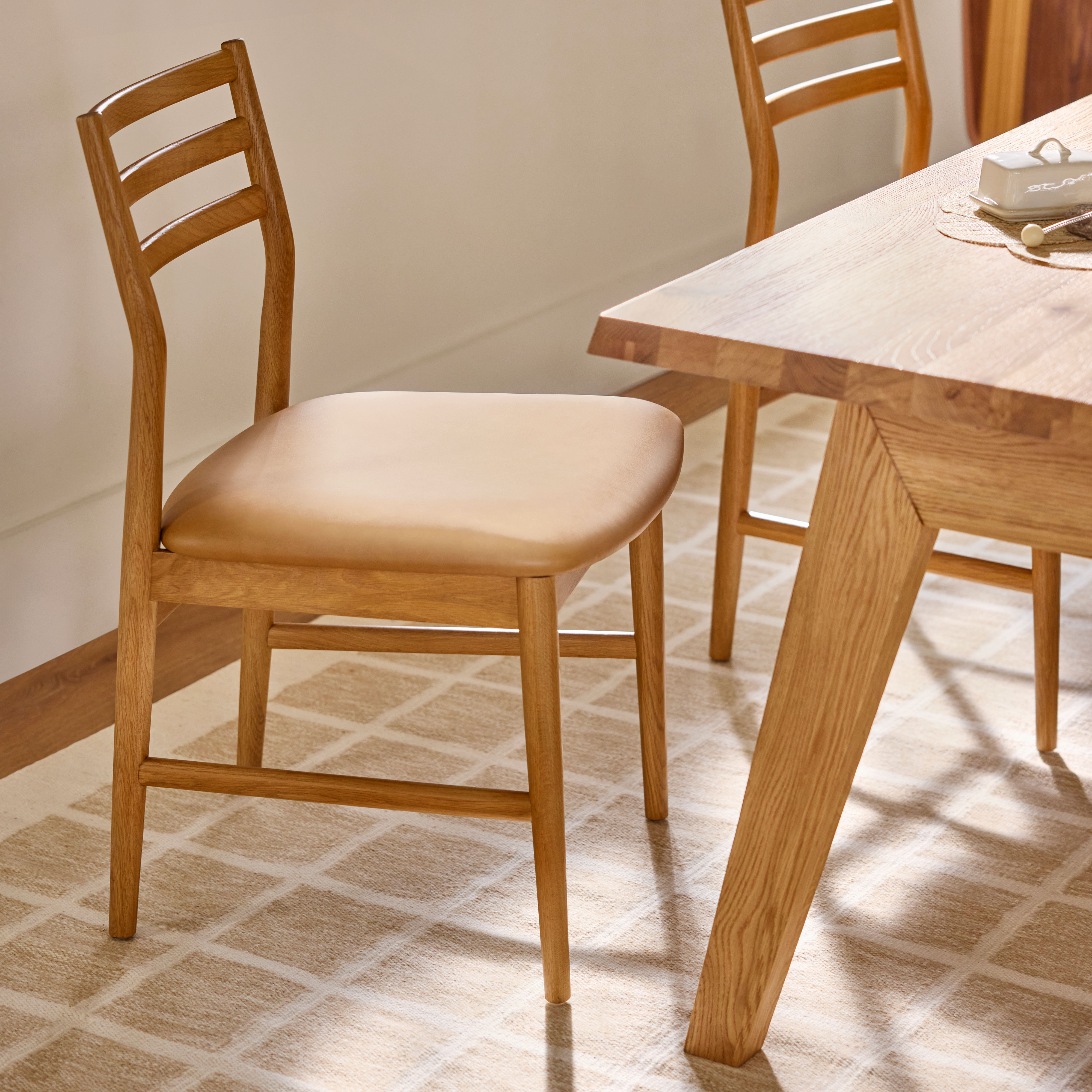 Wosla American Oak & Bristol Ivory Upholstered Dining Chair