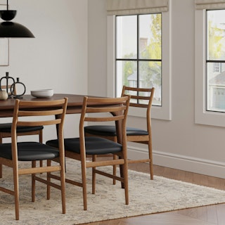 Wosla Leather Dining Chair - Smoked Oak and Black