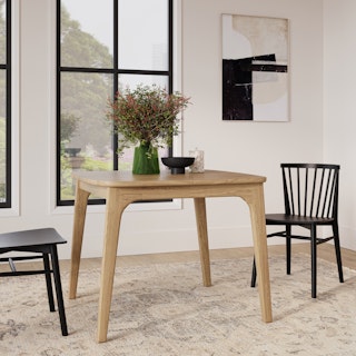 Plumas White Oak Dining Table for 4, Extendable