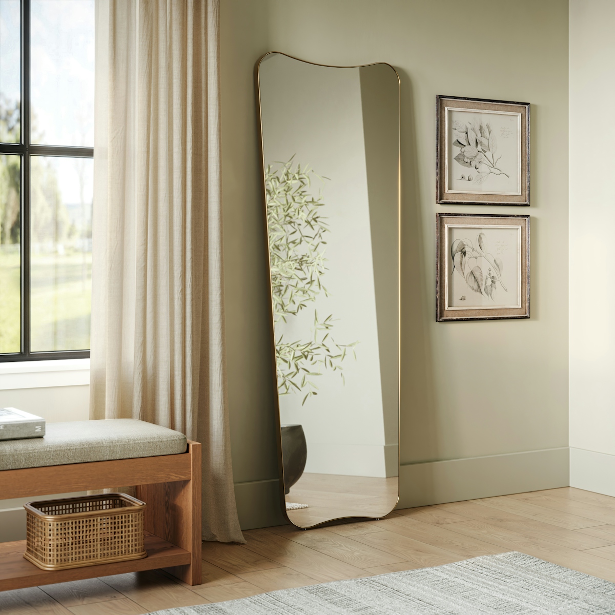 Alice Curved Brass 6ft Floor Mirror | Article