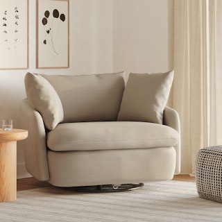 Leigh 47" Grand Swivel Lounge Chair - Silver Taupe