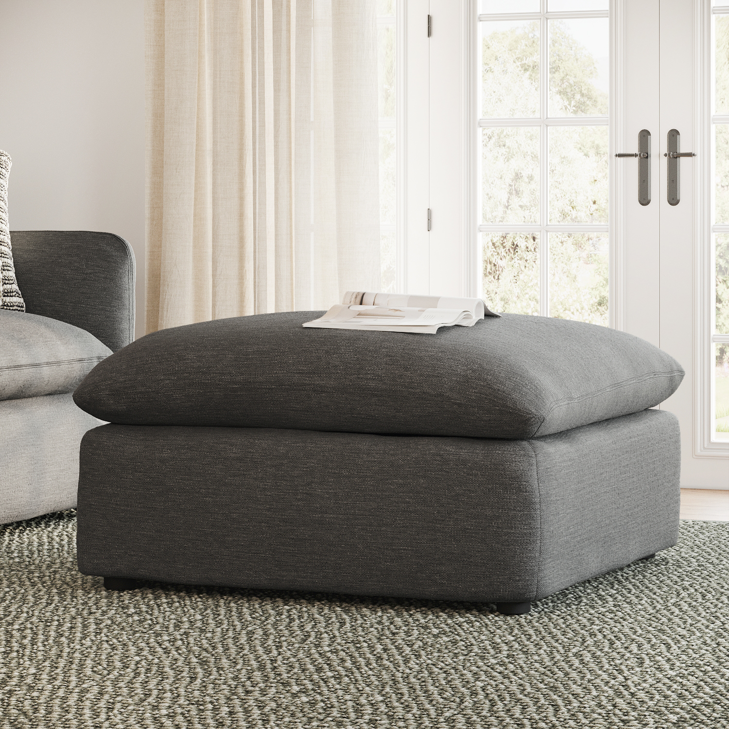 Leigh Dark Gray Ottoman | Article