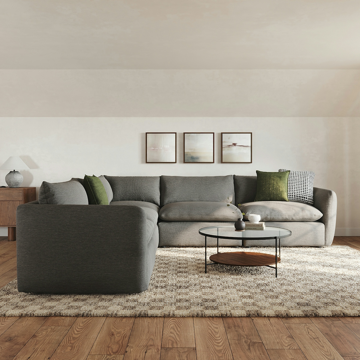 Article Shaped Modular Sectional Sofa...