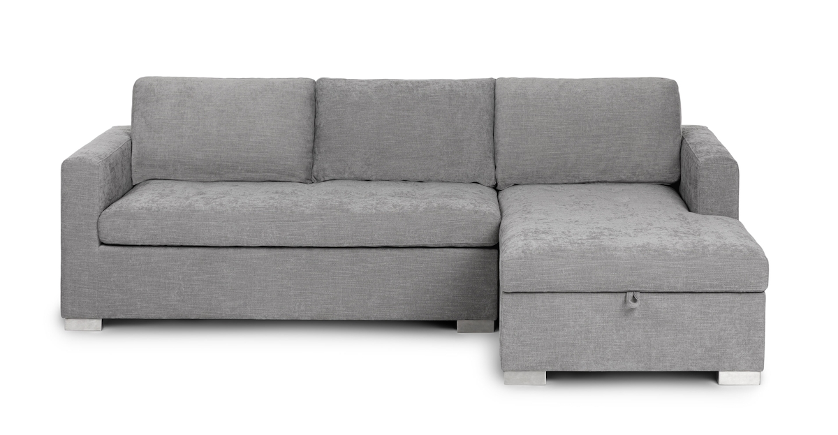 Telemacos aluminium teksten Right-facing Dawn Gray Fabric Sectional Sofa Bed | Soma | Article