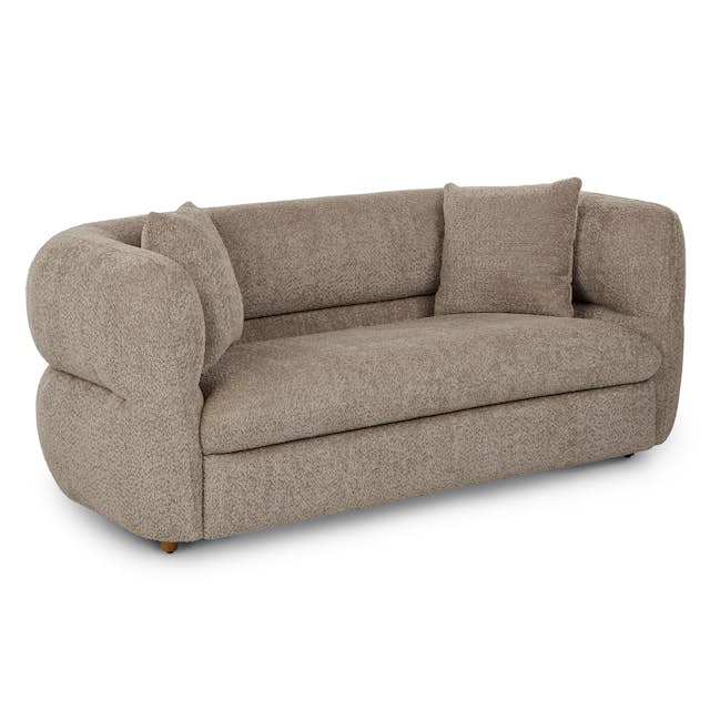Quinn Mushroom Brown Textured Fabric Loveseat Sofa with Cushions | Article
