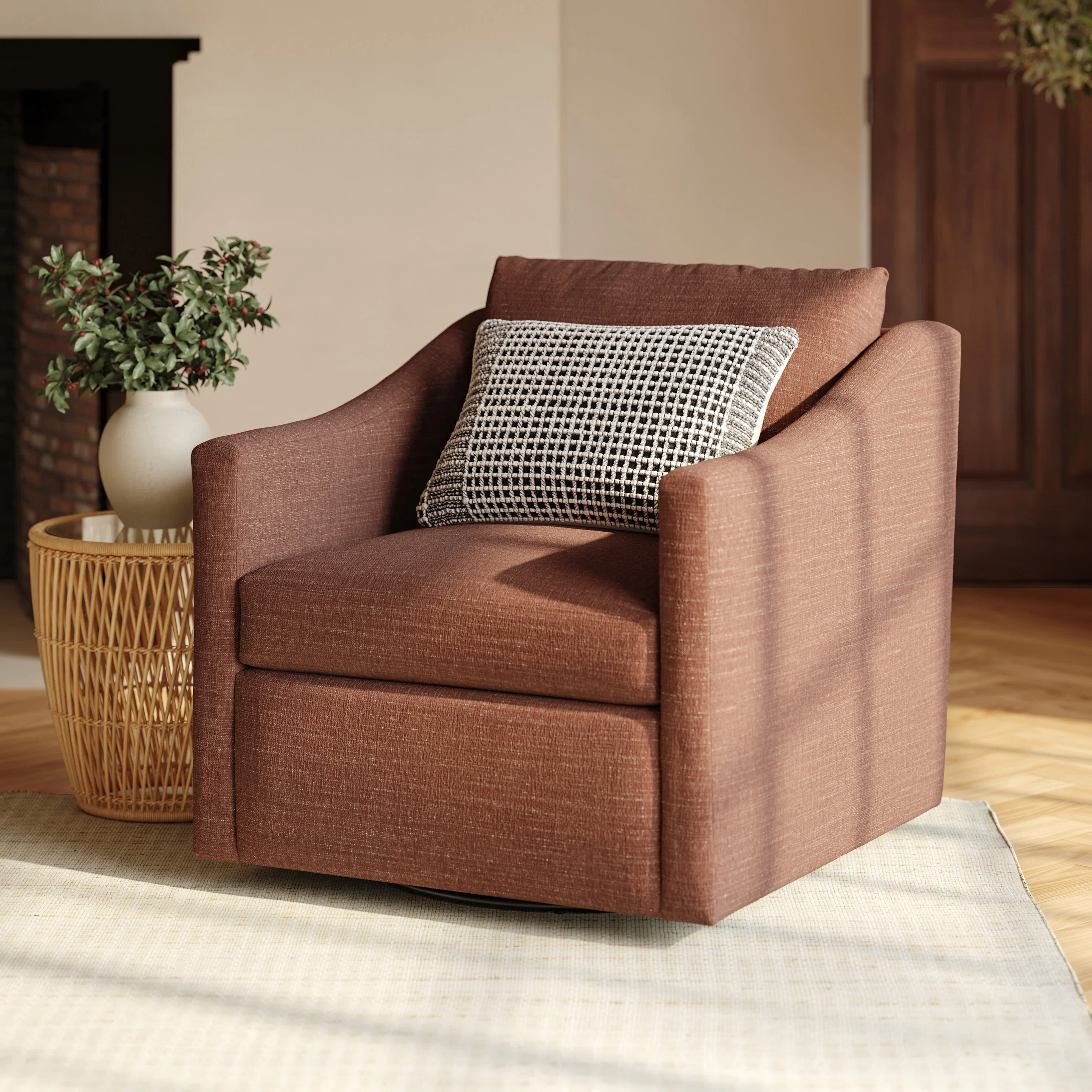 Landry 32.25" Swivel Lounge Chair - Napa Rust