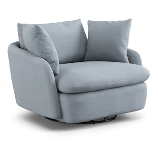 Leigh 47" Grand Swivel Lounge Chair - Silver Light Blue