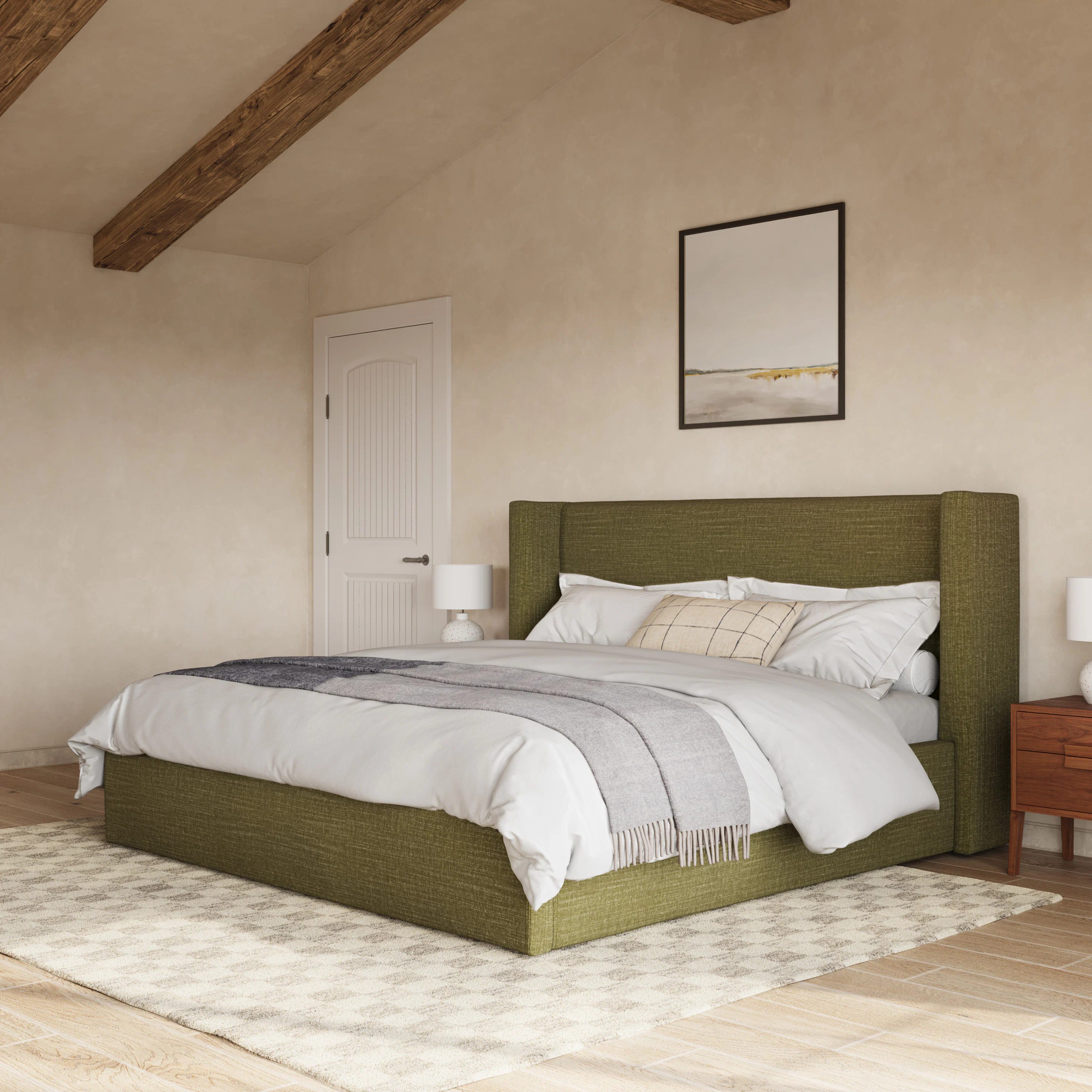 Calabri King Bed - Napa Moss