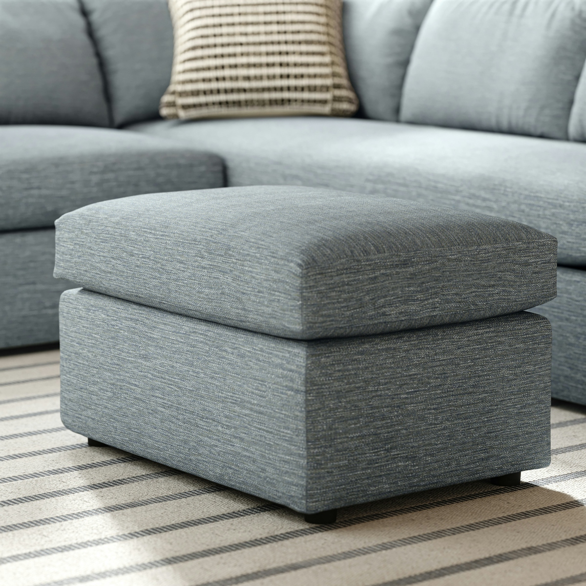 Landry Light Blue Ottoman, Stain Repellent Performance Fabric | Article