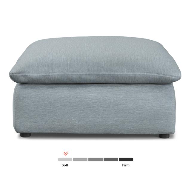 Leigh Silver Light Blue Ottoman, Performance Fabric | Article